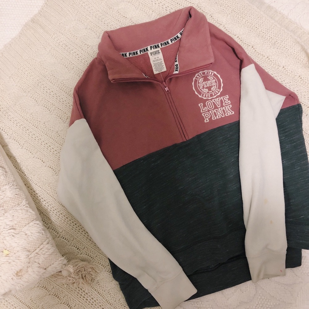 PINK Quarter Zip with Pink Logo on the back